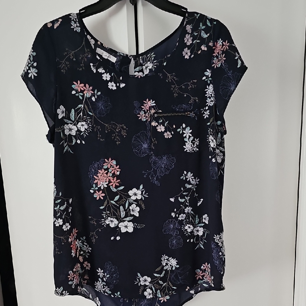 Maurices Navy Floral Blouse